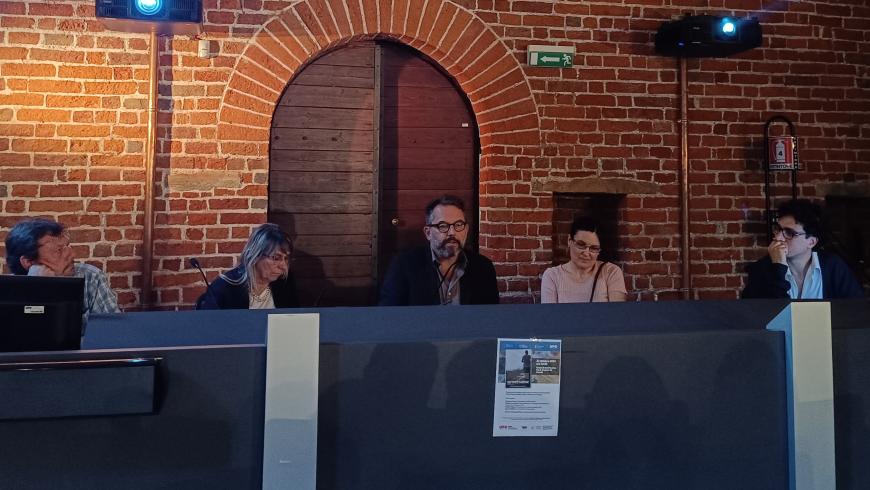 Da sinistra: Luca Cristaldi, la prof. Roberta Lombardi, il prof. Vittorio Tigrino, la dott.ssa Annalisa D’Orsi e Francesco De Augustinis