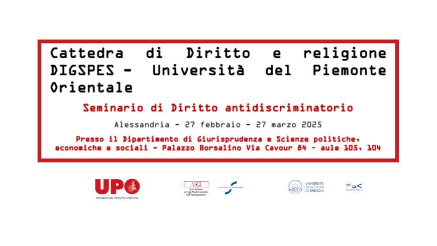 Seminario di Diritto antidiscriminatorio, Alessandria dal 27 febbraio al 27 marzo 2025